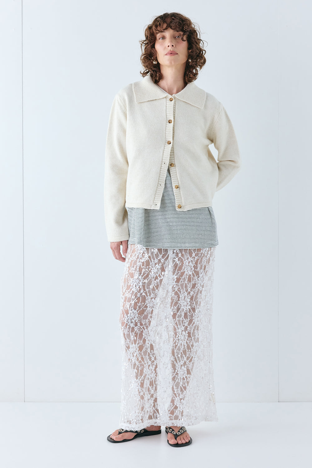 Avery Knit Cardigan Cream | VRG GRL for sale