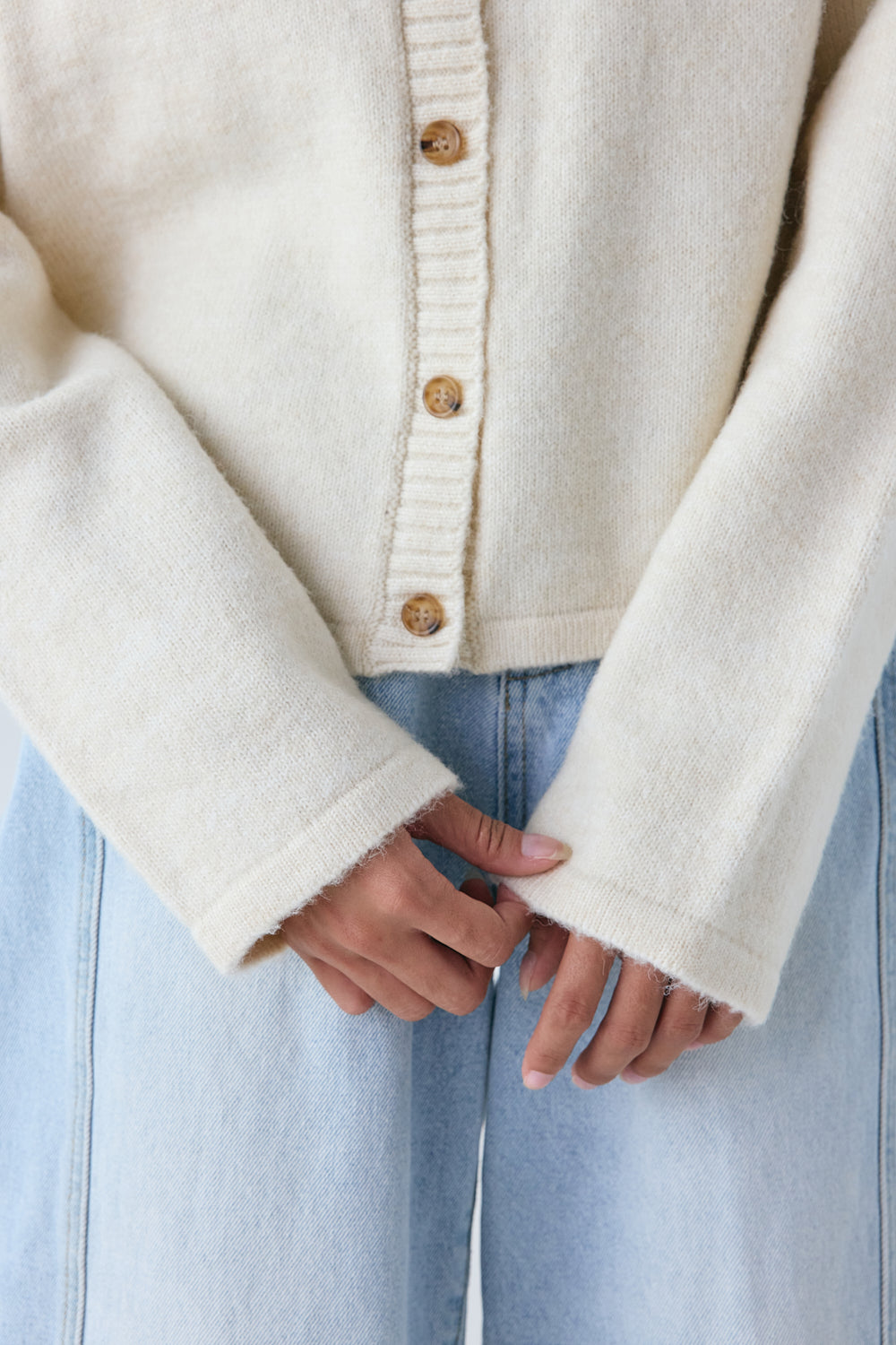 Avery Knit Cardigan Cream | VRG GRL for sale