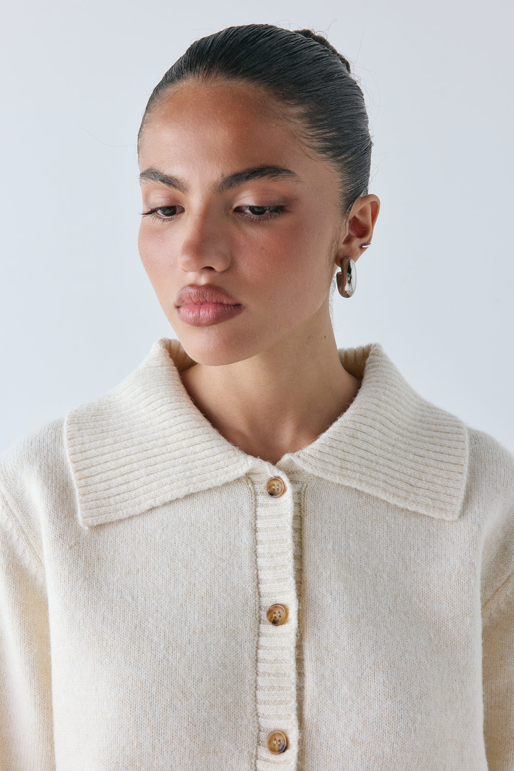 Avery Knit Cardigan Cream | VRG GRL for sale