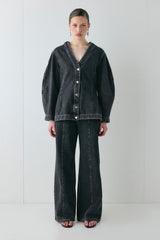 Vivien Denim Jacket Washed Black | VRG GRL US