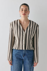 Nerida Blazer Charcoal Stripe | VRG GRL discount
