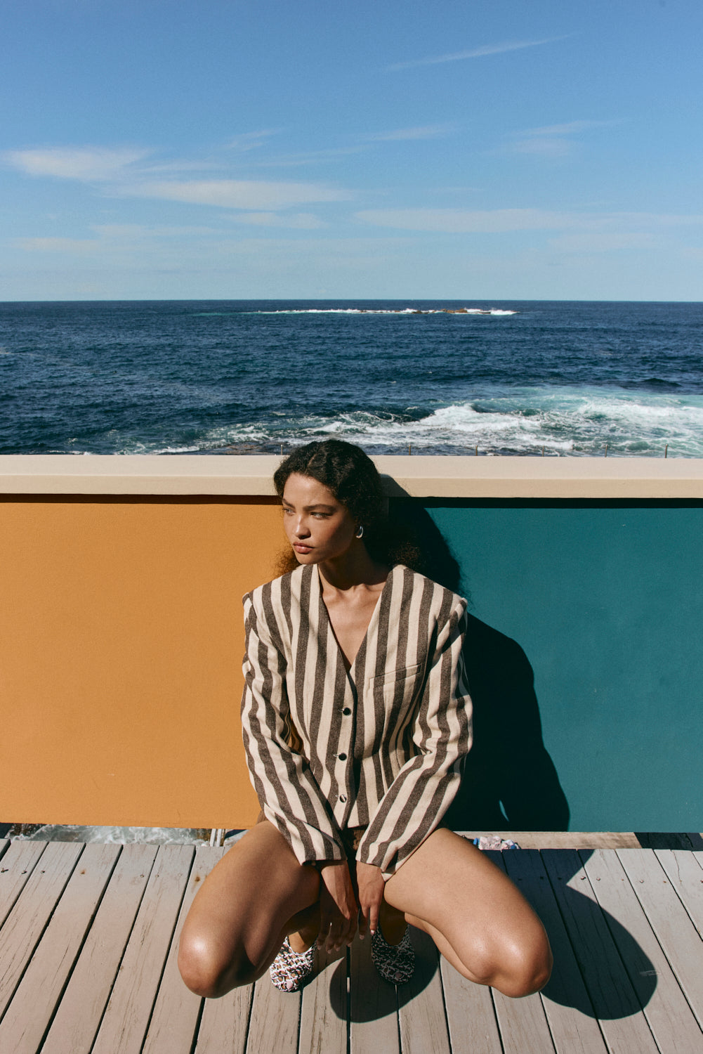 Nerida Blazer Charcoal Stripe | VRG GRL discount