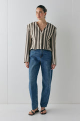 Nerida Blazer Charcoal Stripe | VRG GRL discount