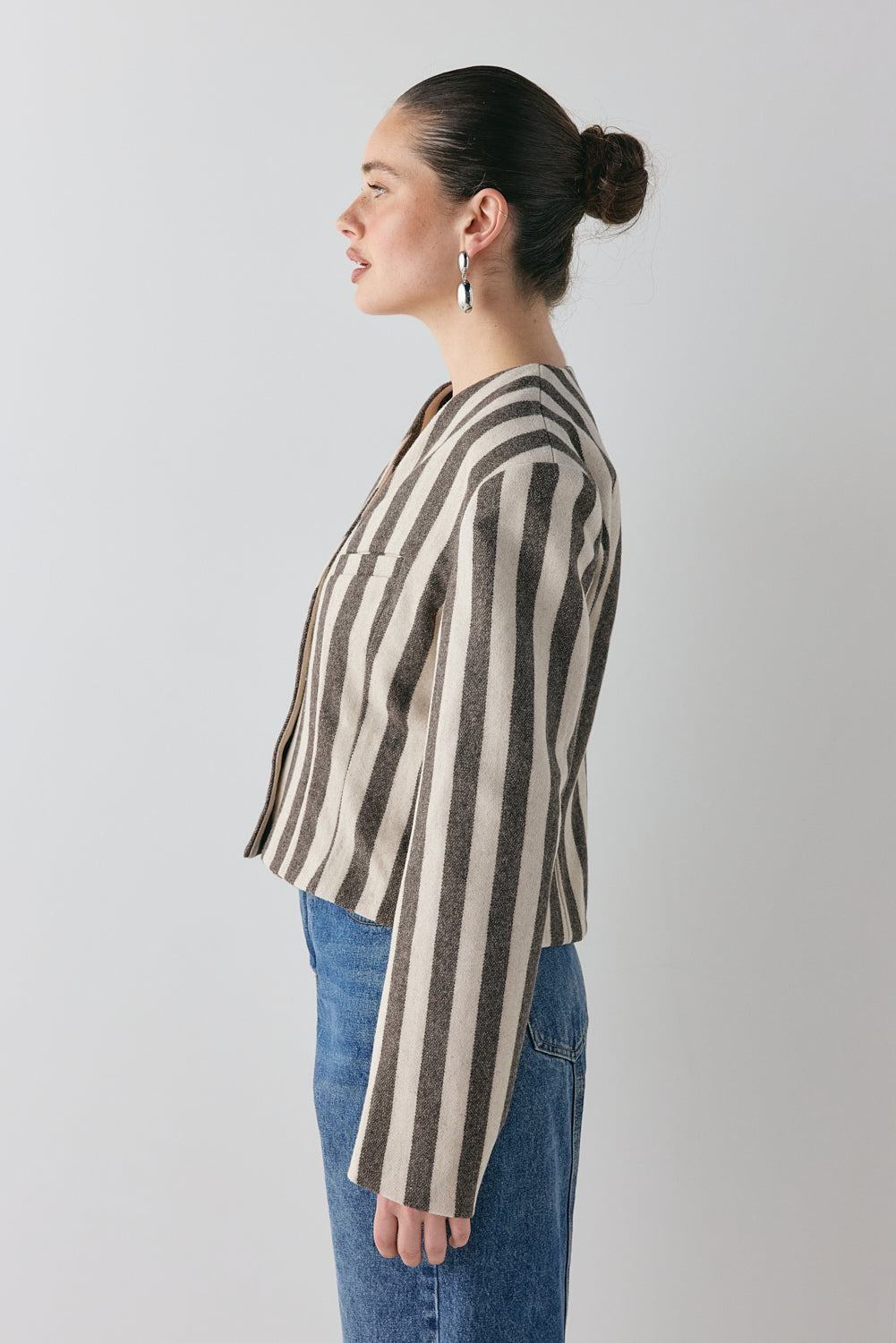Nerida Blazer Charcoal Stripe | VRG GRL discount