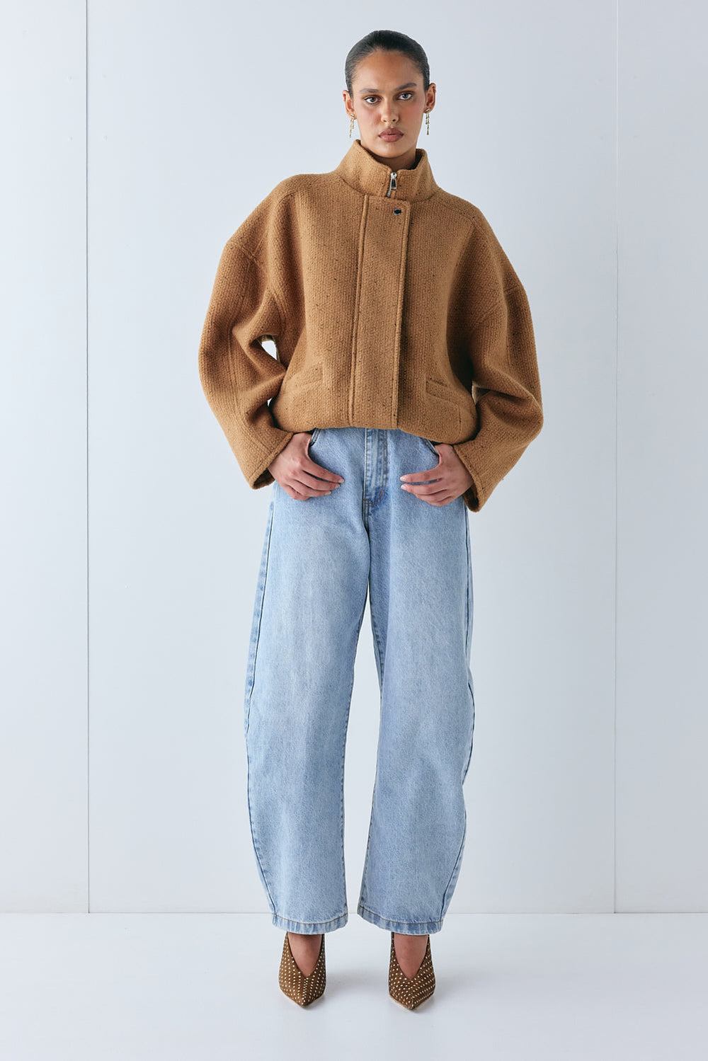 Lennon Bomber Jacket Tan | VRG GRL online