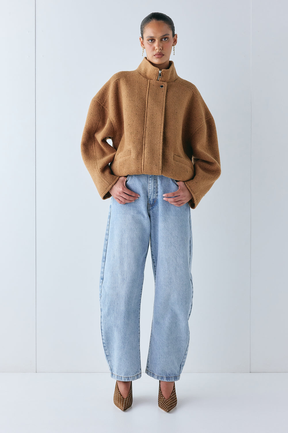Lennon Bomber Jacket Tan | VRG GRL online