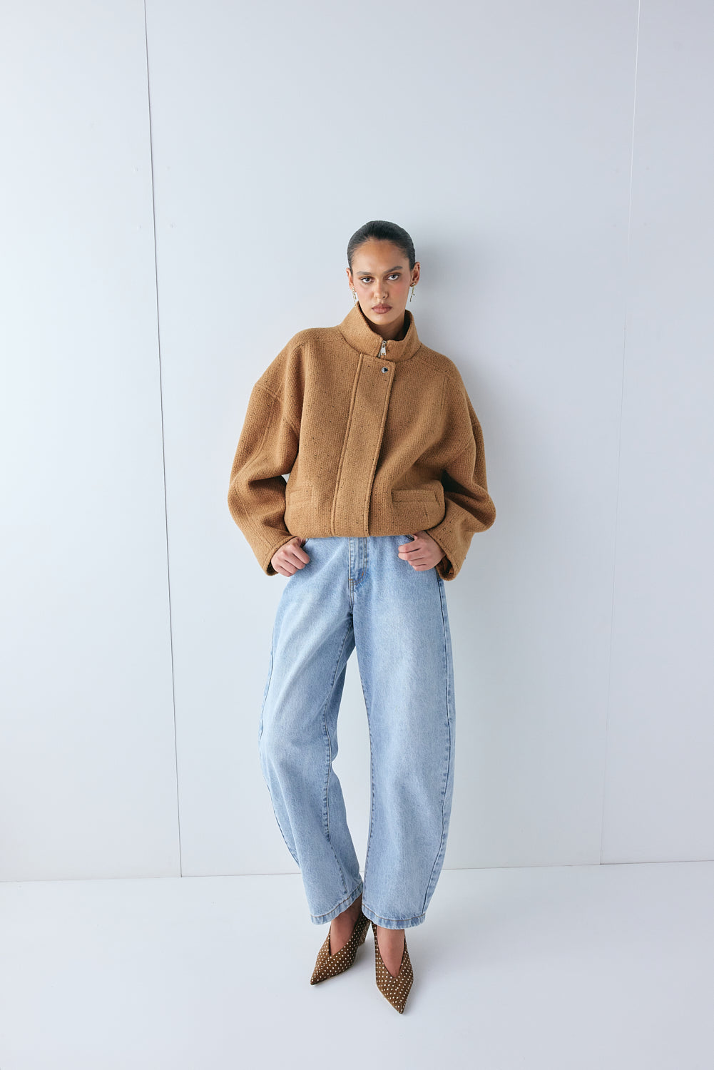 Lennon Bomber Jacket Tan | VRG GRL online