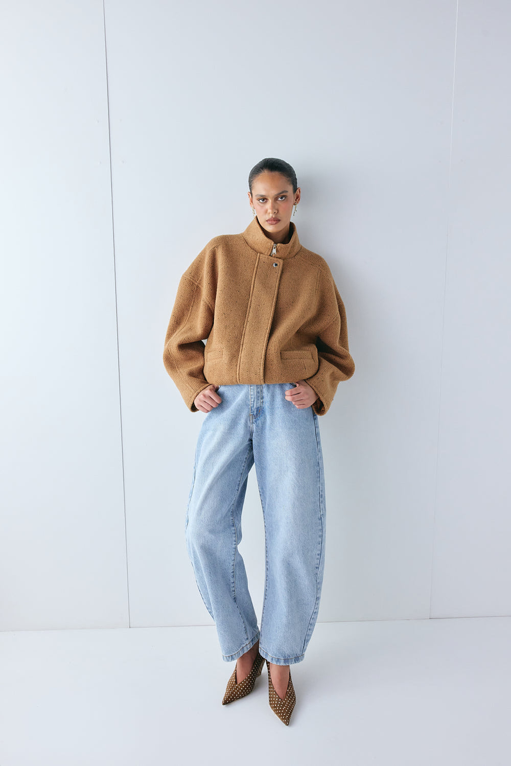 Lennon Bomber Jacket Tan | VRG GRL online