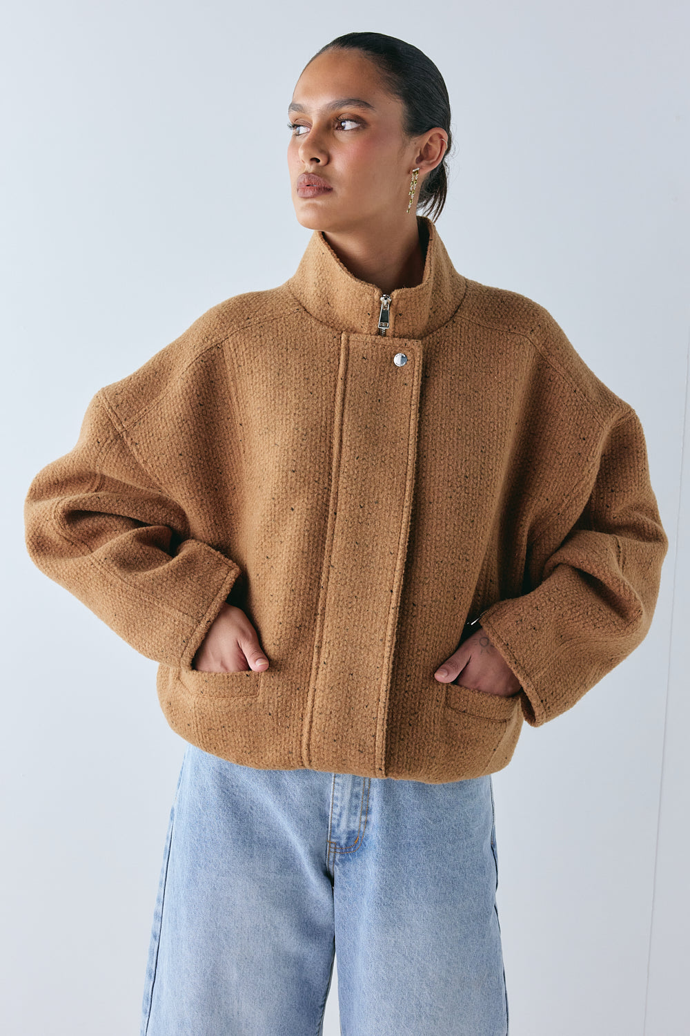 Lennon Bomber Jacket Tan | VRG GRL online