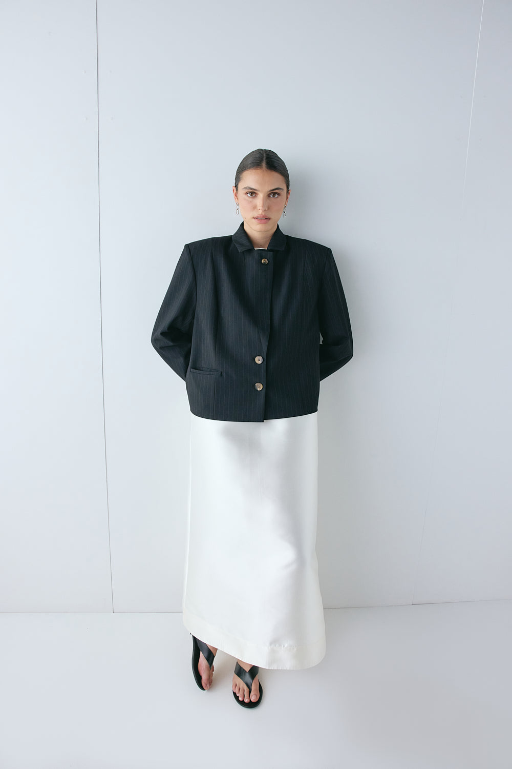 Sydney Blazer Black Pinstripe | VRG GRL US
