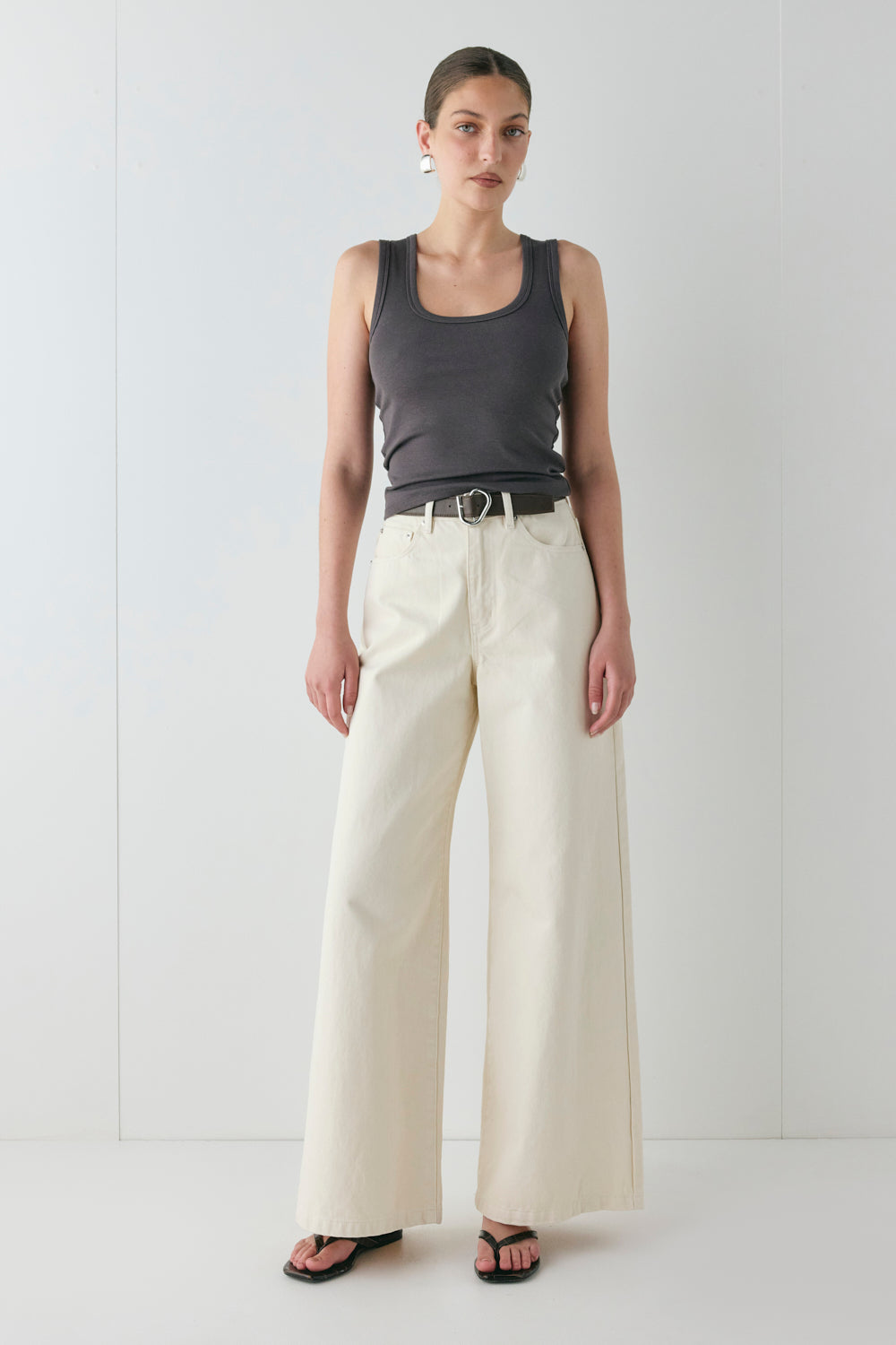 Aston High Rise Denim Jeans Cream | VRG GRL near me