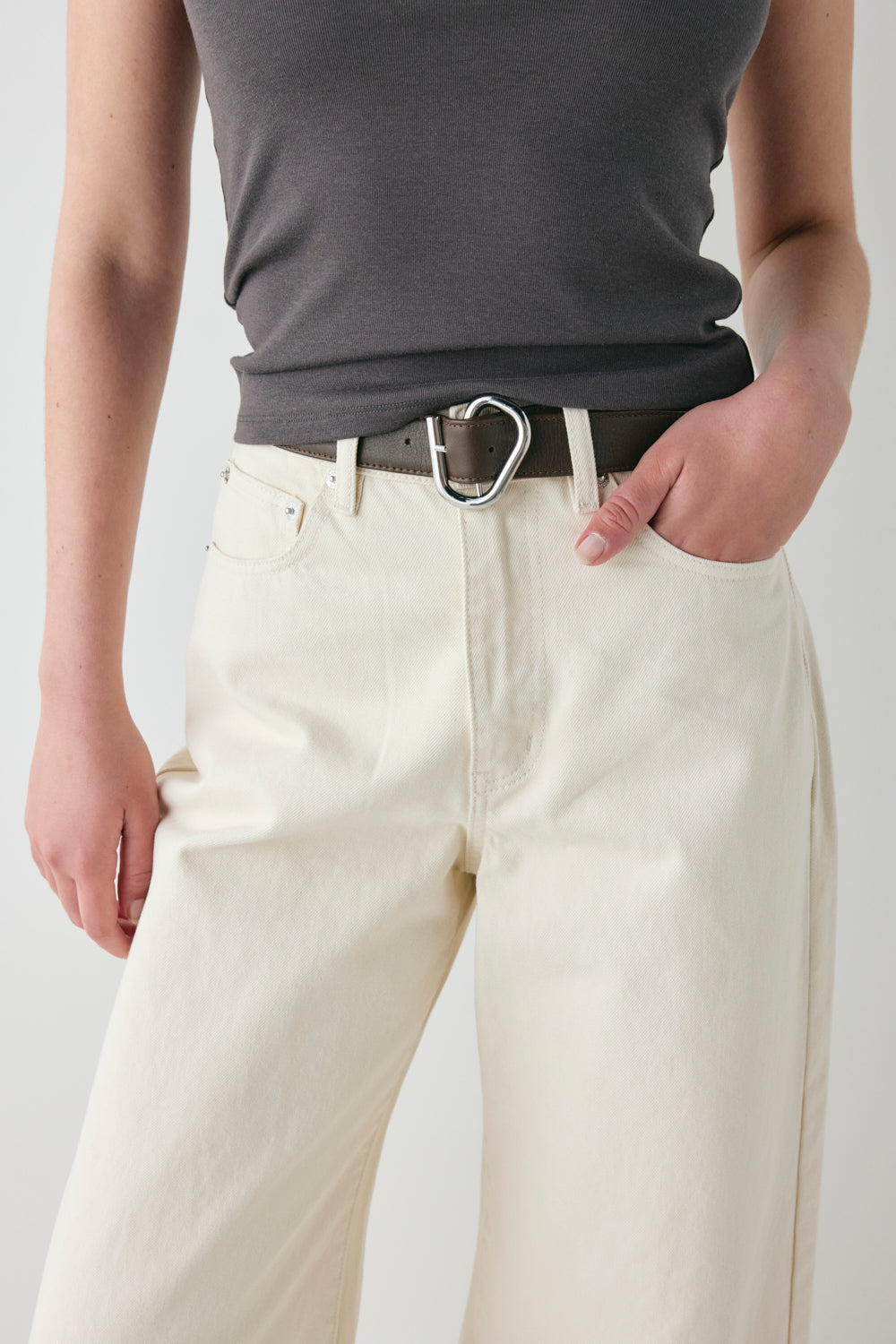 Aston High Rise Denim Jeans Cream | VRG GRL near me