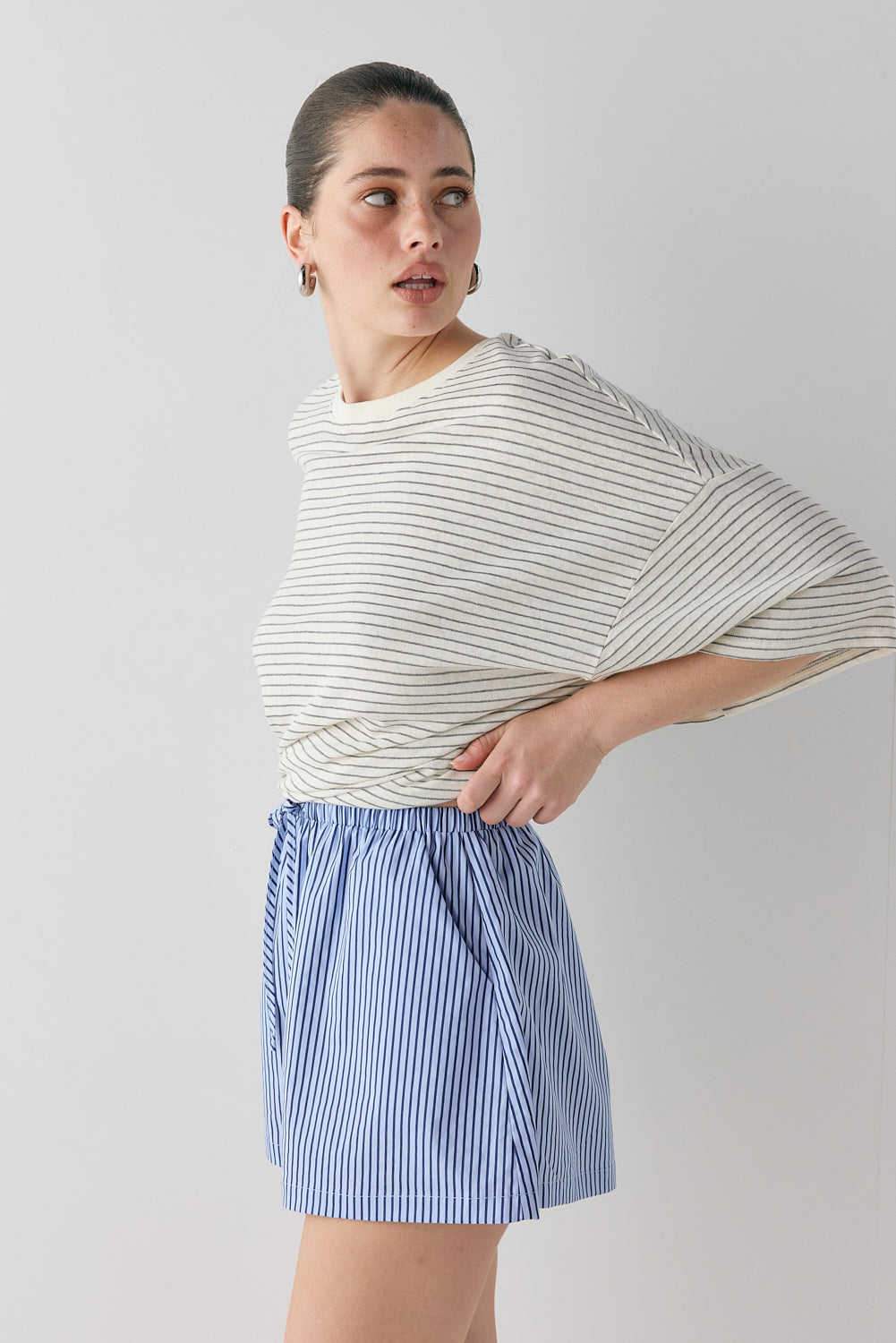 Annika Shorts Blue Stripe | VRG GRL for sale