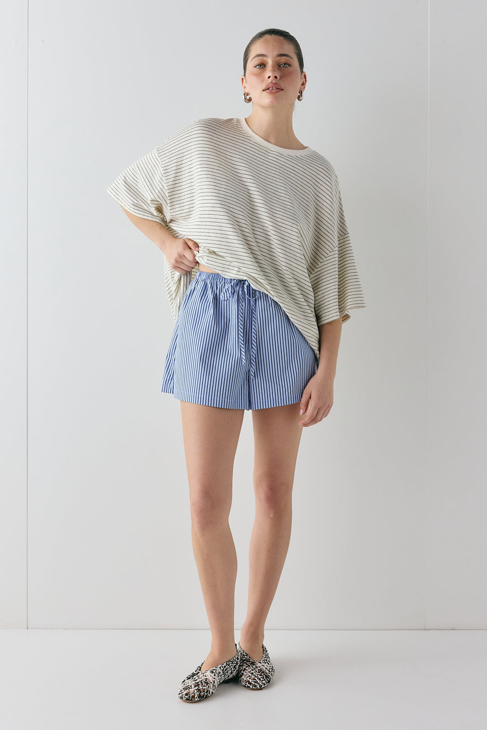 Annika Shorts Blue Stripe | VRG GRL for sale