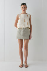 Siena Linen Top Cream | VRG GRL near me