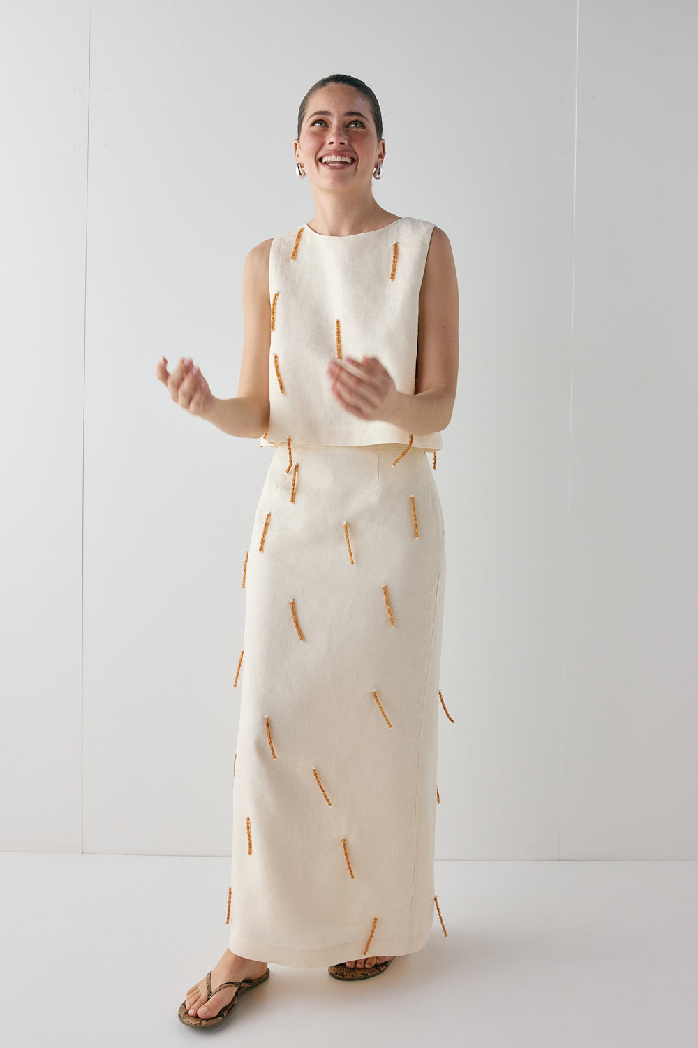 Siena Linen Top Cream | VRG GRL near me