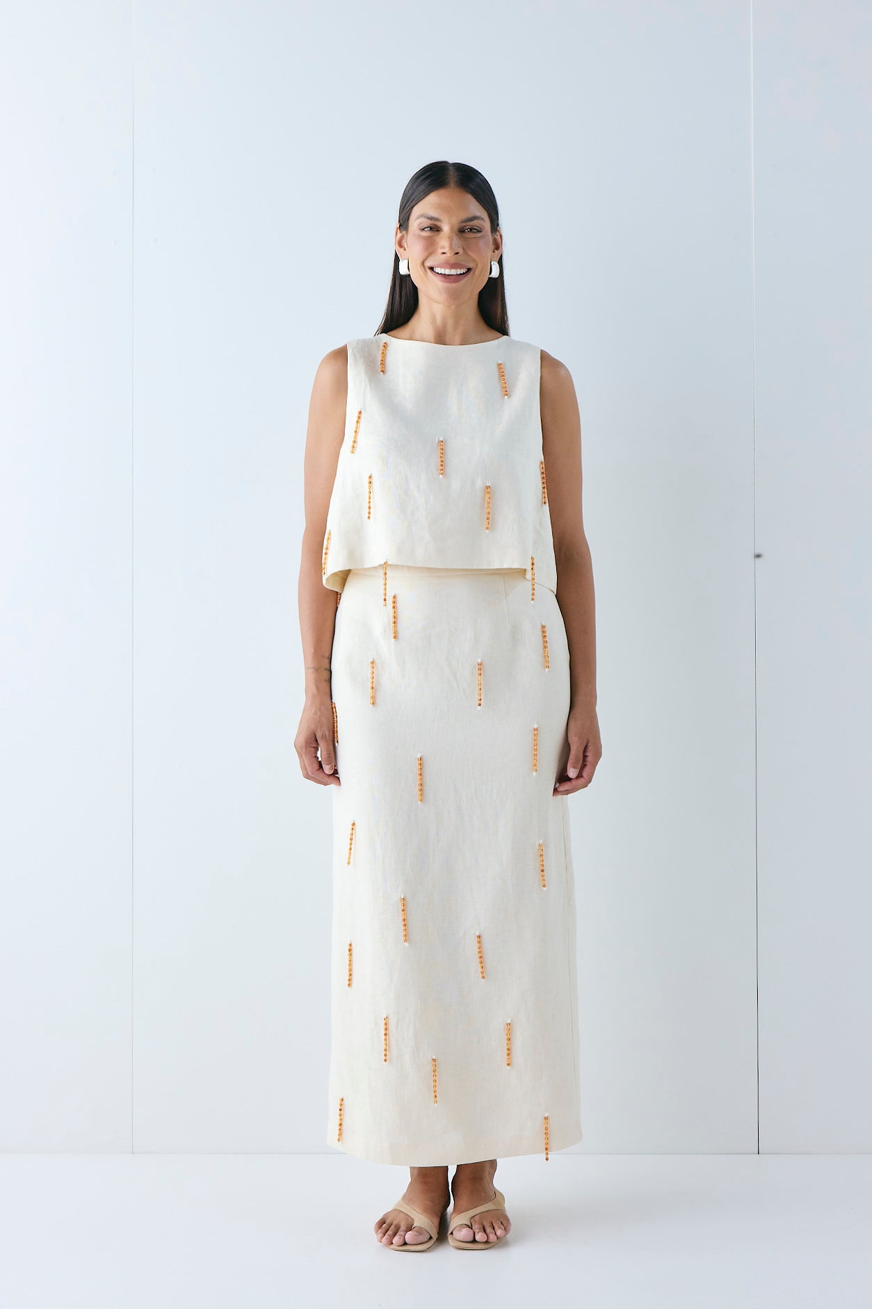 Siena Linen Top Cream | VRG GRL near me