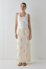 Devyn Linen Midi Skirt Cream | VRG GRL online
