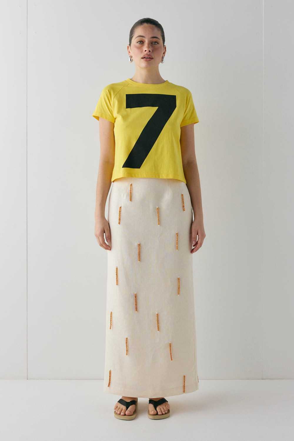 Devyn Linen Midi Skirt Cream | VRG GRL online