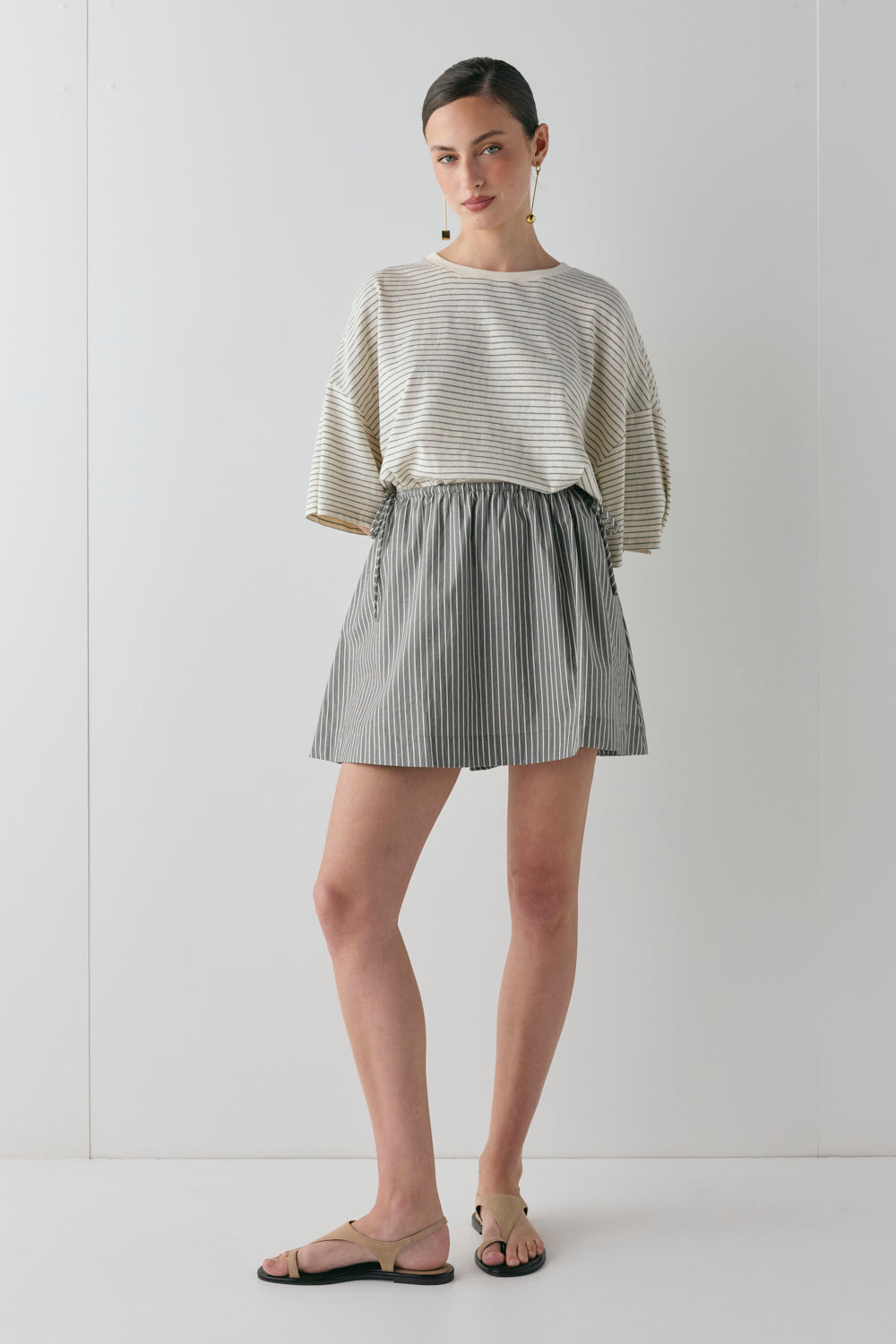 Hope Mini Skirt Charcoal Stripe | VRG GRL sale