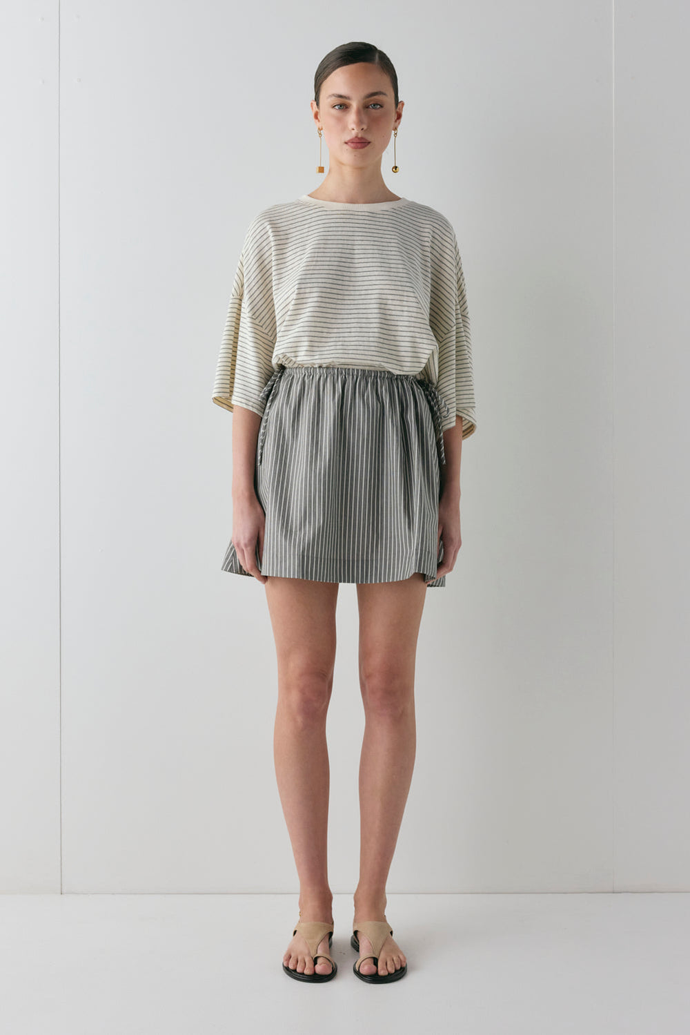Hope Mini Skirt Charcoal Stripe | VRG GRL sale
