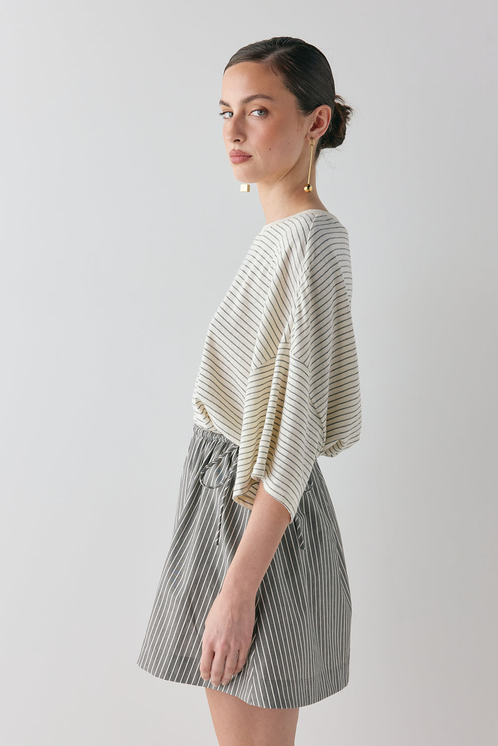 Hope Mini Skirt Charcoal Stripe | VRG GRL sale