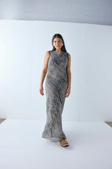 Blanco Sheer Maxi Dress Croc | VRG GRL on sale