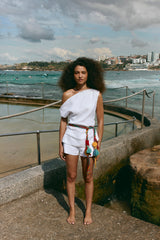 Levy Linen Shorts White | VRG GRL near me