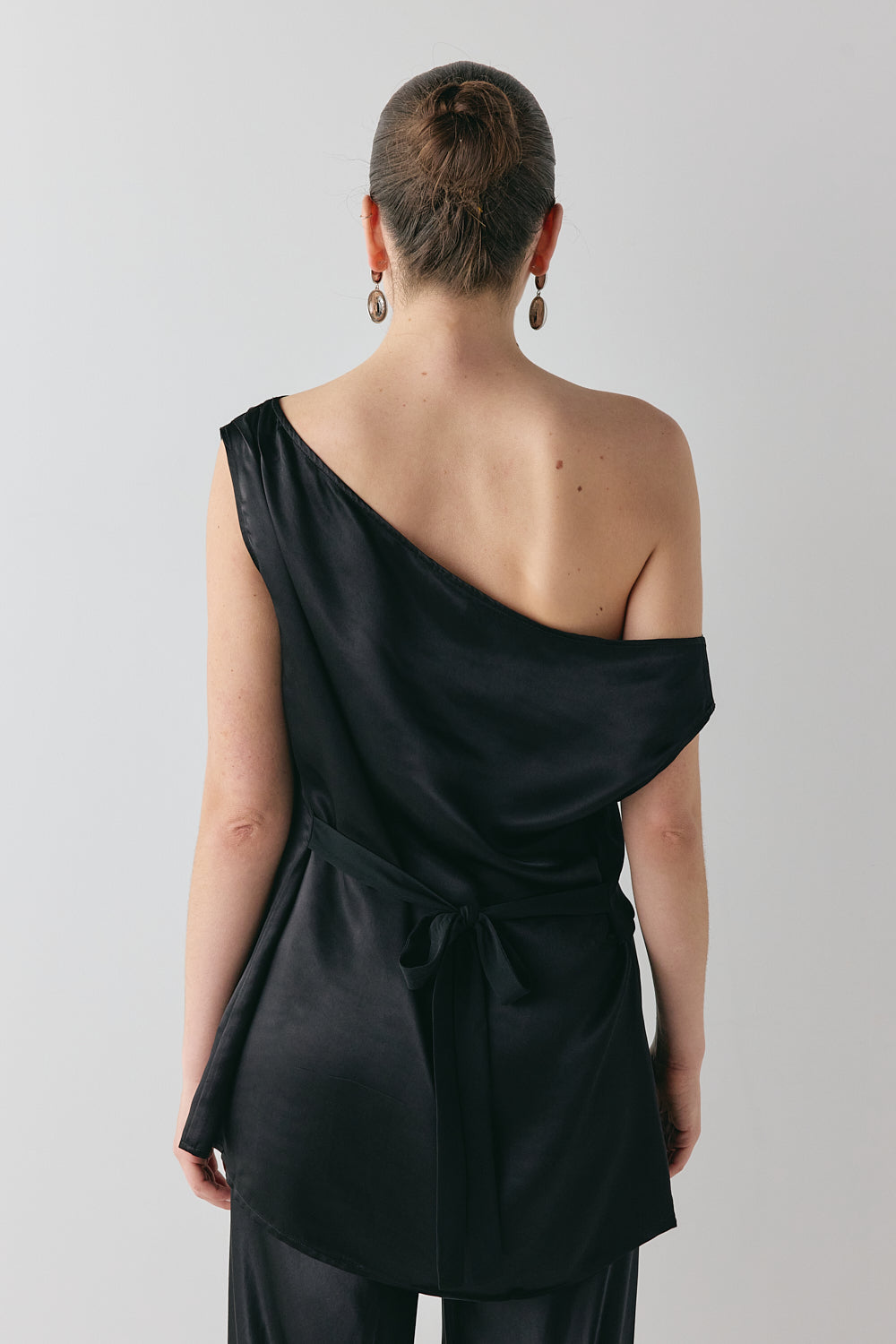 Camille Satin Tunic Top Black | VRG GRL US