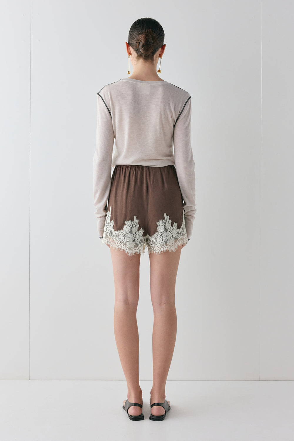 Monikh Lace Shorts Chocolate | VRG GRL discount