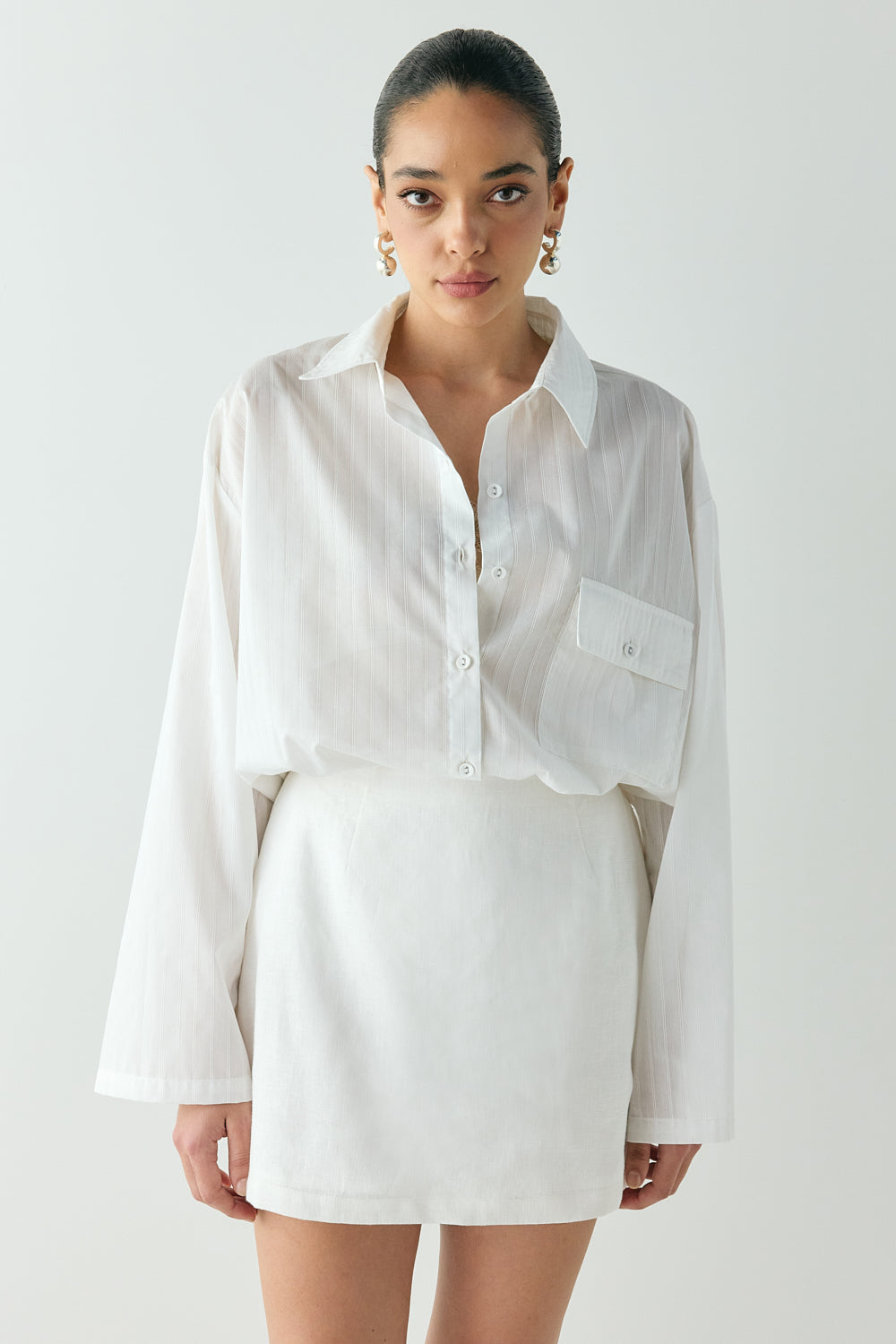 Jovi Linen Mini Skirt White | VRG GRL sale