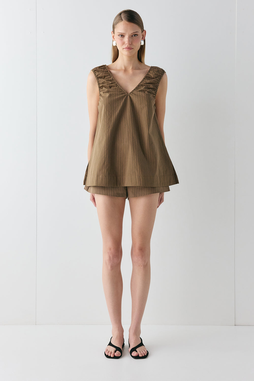 Salome Shorts Brown Stripe | VRG GRL for sale