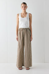 Raya Pants Brown Check | VRG GRL on sale